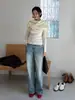 Camiseta Base de Punto Color Blanco Crudo Estilo Suave Acme para Mujer con Escote en V de Encaje Canalé Ajustado Capa Interior 11898