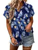 Comercio Exterior Amazon Camisa de Manga Corta para Mujer Cárdigan con Cuello Solapa Camisa Hawaiana Estampado Digital 3D Ropa Casual