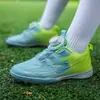 Zapatos de fútbol para niños con tacos TF para adolescentes, estudiantes de primaria, niños y niñas, zapatos de entrenamiento y competición, sin cordones con hebilla giratoria