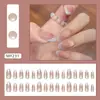 Gato Olho Casual e Descolado Azul Nebuloso Blush Francês Menina Gentil Estilo Ins Europeu e Americano Manicure Removível 30 Peças
