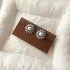 Nuevos Pendientes de Flor y Perla de Lujo Ligero Estilo Francés con Agujas de Plata S925, Pendientes de Circón con Diseño Nicho, Pendientes de Gama Alta para Mujer