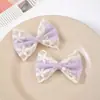 Acessórios de Laço de Renda Francesa Camada Dupla Cor Pura Gravata Borboleta Semi-Acabada Acessórios de Cabelo DIY Acessórios de Roupa