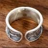 Anillo Retro de Estrella de Cinco Puntas Plateado para Hombre Tendencia Personalizado Versátil Moda Apertura Anillo Individual Venta Directa de Fábrica