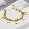 Pulsera de Acero Titanio Color Libre Dorada Trébol de Cuatro Hojas Pulsera Fritilaria para Mujer Estilo Europeo y Americano Moda Lujo Ligero Estilo Mori Cruz
