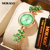 Relógio Feminino de Luxo de Alta Qualidade Moka Pulseira de Cobre Exquisita Cravejada com Diamantes Relógio Pulseira Flor Cruzada Compacto à Prova d'Água Gradiente Relógio de Quartzo