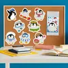 8 Colagem de Rosto de Pinguim Desenho Animado Pintado Infantil Criativo Manual DIY Decoração de Celular Caderno Adesivos à Prova d'Água