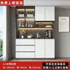 Aparador de Madeira Maciça Contra a Parede, Armário Integrado Multifuncional para Sala de Jantar e Cozinha, Armário de Armazenamento Moderno Simples com Armário de Vinho Elevado