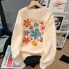 Sudadera de cuello redondo estampada linda con forro polar grueso para hombre y mujer, mismo estilo, nueva colección otoño-invierno, estilo americano, marca de moda, top