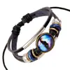 Joyería punk Nueva Hora pulsera de gema joyería de exportación de comercio exterior pulsera de cuero tejido pulsera de piel de vaca