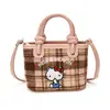 Bolso de Mano Retro con Estampado de Leopardo Cesta de Frutas Mini para Mujer Nicho Gato Lindo Cuadros Hombro Único Cruzado Bolso Infantil de Moda