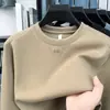 Transmissão ao Vivo Moletom Masculino em Estoque Manga Longa Estilo Outono/Inverno Camada de Ar 320g Gola Redonda Camiseta Básica Top
