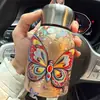 Taza Termo Gordita de Acero Inoxidable 304 Portátil para Exteriores con Bolsillo de Solapa y Anillo para Llevar Taza de Doble Pared al Vacío