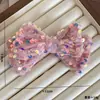 Accesorios para el cabello de niña dulce pequeña princesa lentejuelas temperamento lazo pasador corona tres dimensional hecho a mano pinza superior flequillo accesorios para el cabello