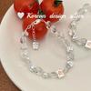 Pulsera de cuentas de cristal blanco redondas irregulares de plata esterlina S925 con joyería de mano de alta gama y estilo nicho de Corea del Sur.