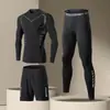 Conjunto de Mallas de Nuevo Estilo para Hombres, Ropa para Correr y Entrenamiento de Fitness, Ropa Térmica Deportiva, Pantalones Interiores de Alta Elasticidad, Conjunto para Montañismo