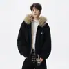Parka Vintage con Cuello de Piel para Hombre, Nueva Marca de Moda de Invierno, Abrigo Grueso de Algodón de Alta Gama