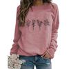 Fuentes de comercio exterior transfronterizo de suéter de cuello redondo estampado de cuatro malezas y flores silvestres top para mujer talla europea talla grande holgado