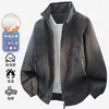 Chaqueta de Piel Sintética Forrada de Polar de Talla Grande para Hombre, Abrigo Cálido de Invierno Holgado para Hombres Altos y de Complexión Grande, Chaqueta de Polar para Hombre