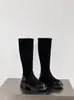 2026 Botas de Montar Largas Patchwork Retro para Mujer Gamuza Suela Gruesa Botas Altas Aumentadoras de Altura Alargadoras de Piernas Botas de Mujer Otoño Invierno