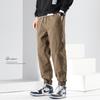 Pantalones casuales negros para hombre, holgados, talla grande, tobilleros, con cintura elástica, adelgazantes, otoño e invierno, forrados de polar, gruesos, tipo overol