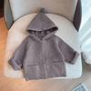 Cardigã de Tricô Infantil com Capuz para Meninos e Meninas, Roupa Externa Estilosa para Outono e Inverno para Bebês e Crianças