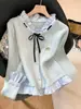 Corbata de Moño Estilo Dulce Personalizada de Fábrica Cardigan de Punto con Cordones Falso Dos Piezas Top Adelgazante de Abrigo Nuevo para Mujer 2026