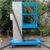 Vehículo de trabajo aéreo pequeño con elevador hidráulico móvil, elevador de mástil único de aleación de aluminio