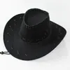 Sombrero de Vaquero Occidental Sombrero para el Sol Sombrero Jazz de Gamuza Chica Popular Primavera Verano Hombres Mujeres Sombrero de Jinete Sombrero de Ala Ancha Fedora