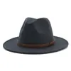 Amazon otoño e invierno Nuevo sombrero de ala plana ala grande sombrero jazz recto sombrero de copa de lana MNDJS157