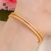 Ansioso pelo Método Antigo de Ouro de Areia Alta Retenção de Cor Moda Europeia e Americana Tendência Fivela de Diamante Dupla Fileira Vermelho Rosa Pulseira Simples Moda Versátil