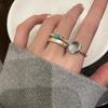 Anillo apilable azul dulce y fresco en forma de lágrima para mujer, estilo retro francés, circonita ovalada, nuevo diseño, anillo para dedo índice estilo Ins