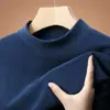 Outono/Inverno 2026 Novo Camiseta Masculina para Meia-Idade e Jovens, Gola Redonda Meia-Alta, Veludo Alemão, Fleece Dupla Face, Quente, Manga Longa, Camada Base