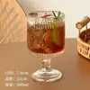 Copo de Vidro de Alto Valor com Listras Verticais, Taça Alta para Uso Doméstico, Adequado para Bebidas, Suco, Água, Café e Vinho com Senso de Design