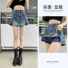 Shorts Culotte de Mezclilla con Abertura para Mujer Primavera y Verano Delgados Nuevos 2025 Cintura Alta Sexy Petite Falda Corta de Corte A