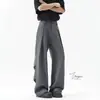 Marca de moda americana pantalones de traje rectos plisados marca limpia para hombre retro calle sueltos caída suelta sensación de holgura casual pantalones largos