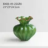 Vaso de Vidro Softhome Escandinavo de Boca Larga com Frisos e Borda Enrolada Plissado Decoração Suave Decorações para Sala Modelo