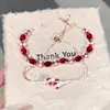 "Rosa no Espelho" Pulseira de Zircônia Vermelha Super Brilhante Nova Moda de Alto Padrão Versátil Pulseira Vermelha Cobra Ano Novo