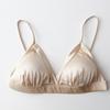 Traje Francés de Seda Satinada de Gama Alta Ropa Interior Taza Triangular Pequeña para Mujeres de Pecho Pequeño Sujetador de Seda de Morera Verano