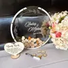 Placa de Madeira com Lascas de Amor para Assinaturas de Casamento Livro de Assinaturas com Folhas Livro de Assinaturas Redondo Transparente Caixa de Assinaturas Criativa para Mesa de Casamento Fabricante