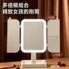 Espejo de maquillaje led con luz espejo de escritorio soporte de mesa plegable hogar dormitorio estudiante aumento
