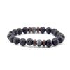 Pulsera transfronteriza nueva de piedra ojo de tigre obsidiana hematita 10mm joyería pulsera tejida joyería con cuentas