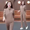 Conjunto Esportivo Casual Elegante para Mulheres Primavera e Outono 2026, Moletom de Manga Longa, Solto e Versátil, Roupa de Corrida da Moda, Conjunto de Duas Peças