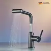 Grifo de Baño Retráctil y Extensible Transfronterizo para Agua Caliente y Fría con Lavabo de Bajo Encimera y Sobre Encimera de Altura Ajustable