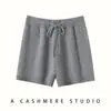Pantalones cortos de punto de cachemira para mujer, nuevo estilo otoño e invierno, cintura elástica, sencillos y versátiles, cómodos, suaves y amigables con la piel, pantalones de tres cuartos