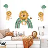 Pegatinas de Pared Autoadhesivas de León Pequeño Arcoíris Verde Lindas de Dibujos Animados Pegatinas Decorativas para Pared de Fondo de Habitación Infantil ZN3104Q
