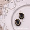 Pendientes antiguos vintage ovalados con relieve de cabeza de belleza, cuentas doradas en forma de lágrima, accesorios de joyería para manualidades