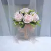 188 Boda Sosteniendo Flor Certificado Registro Propuesta Ramo Fotografía de Boda Novia Dama de Honor Rosa Flor Artificial
