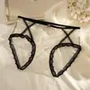 Calcinha Sexy de Cetim e Renda Francesa para Mulheres, Estilo Fino de Cintura Média, Forro Antibacteriano Grau 10A, Calcinha de Renda Floral para Mulheres