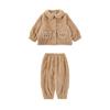 Wurib uma menina pijama com veludo inverno urso conjunto de duas peças bebê crianças quente pelúcia roupas de casa grosso