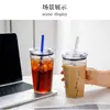 Nuevo Vaso Transparente de una Sola Capa con Popote, Hecho de Vidrio de Borosilicato Alto Resistente al Calor, Diseño Sencillo de Vaso Recto, Alto Valor Estético, Vaso de Agua de Popote de Moda